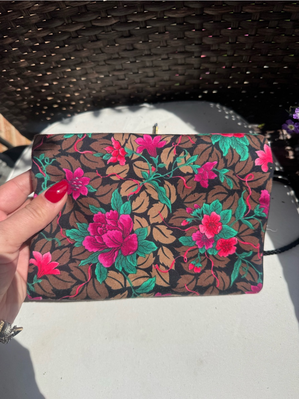Oscar de la Renta vintage foldable cosmetics pouch